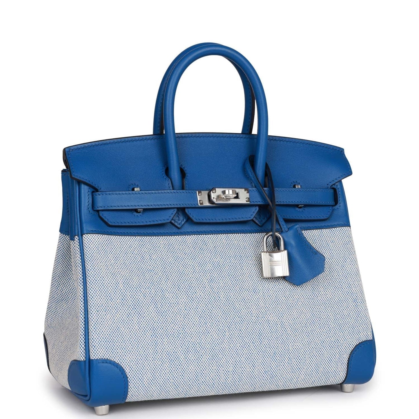 Hermes Birkin Bleu Bill Toile And Bleu France Swift Travel Bag