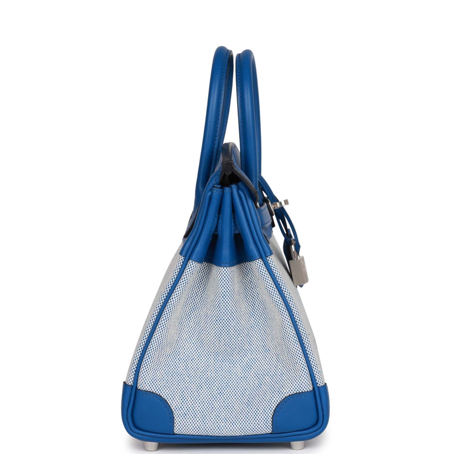 Hermes Birkin Bleu Bill Toile And Bleu France Swift Travel Bag