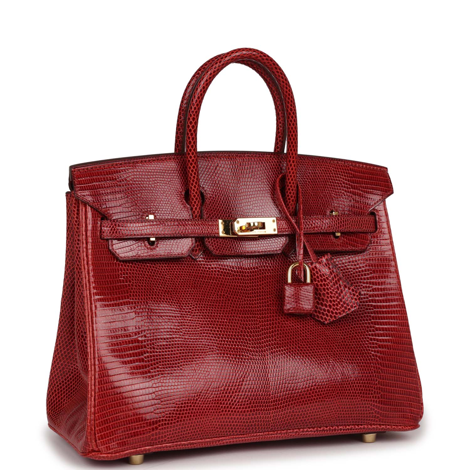 Hermes Birkin Rouge Moyen Salvator Lizard Hardware Handbag Gold Travel Bag