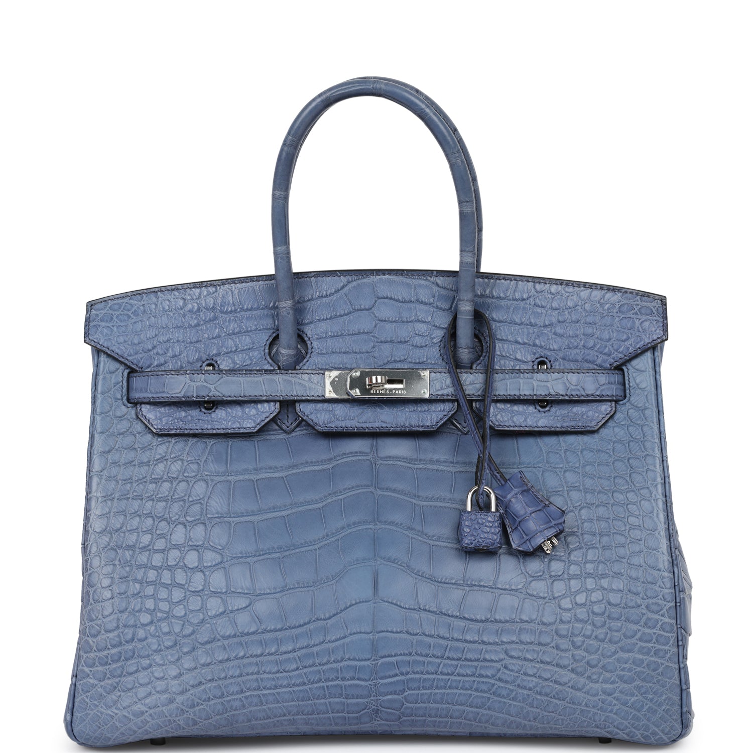 Hermes Birkin Bleu Brighton Matte Alligator Palladium Hardware Handbag Travel Bag