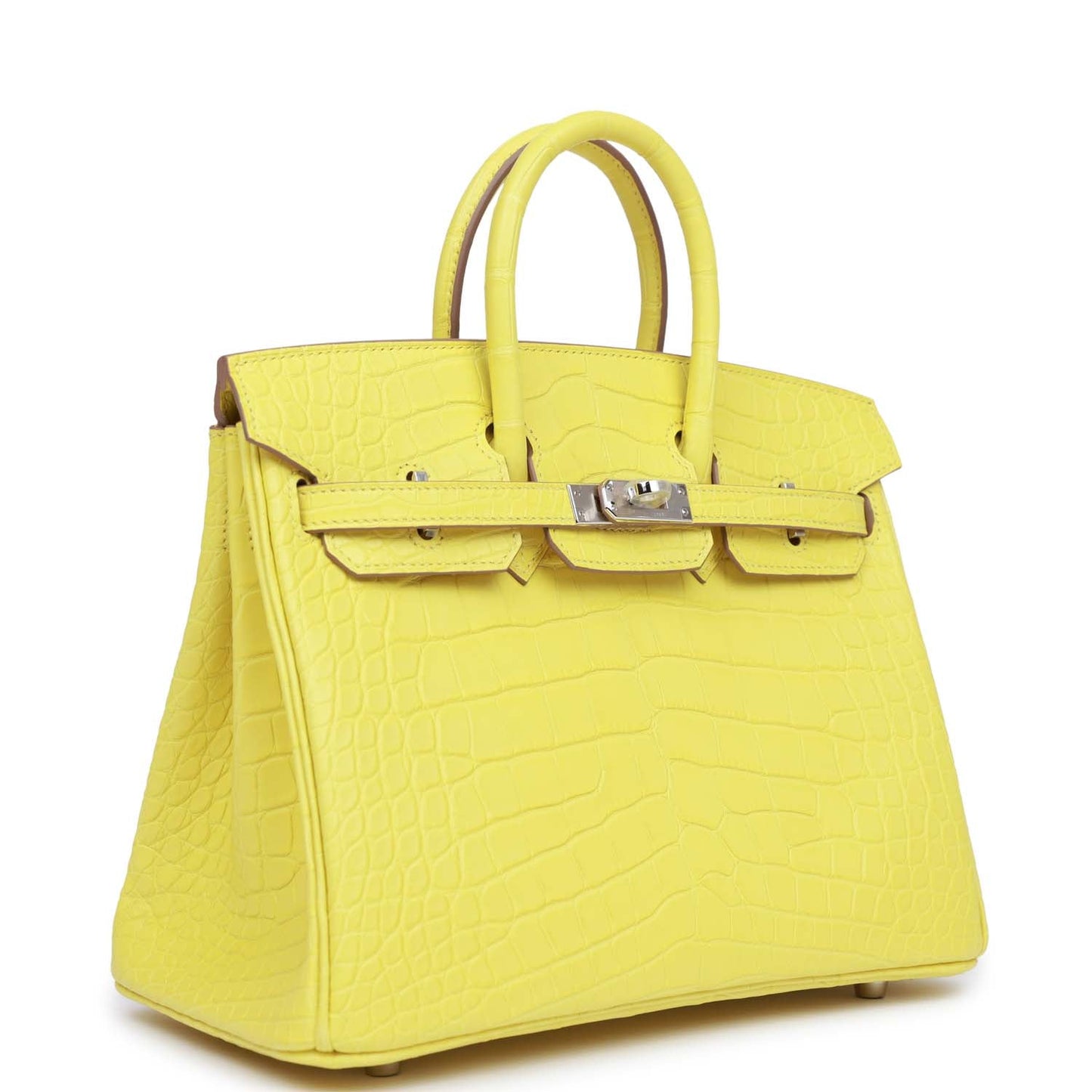 Hermes Birkin Lime Matte Alligator Palladium Hardware Handbag Travel Bag