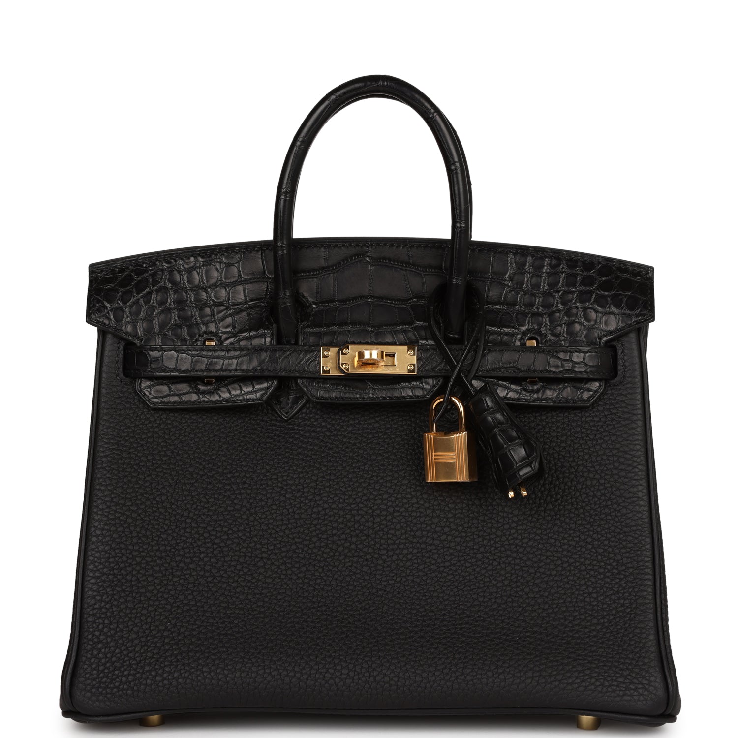 Hermes Birkin Matte Alligator And Togo Touch Hardware Black Gold Travel Bag