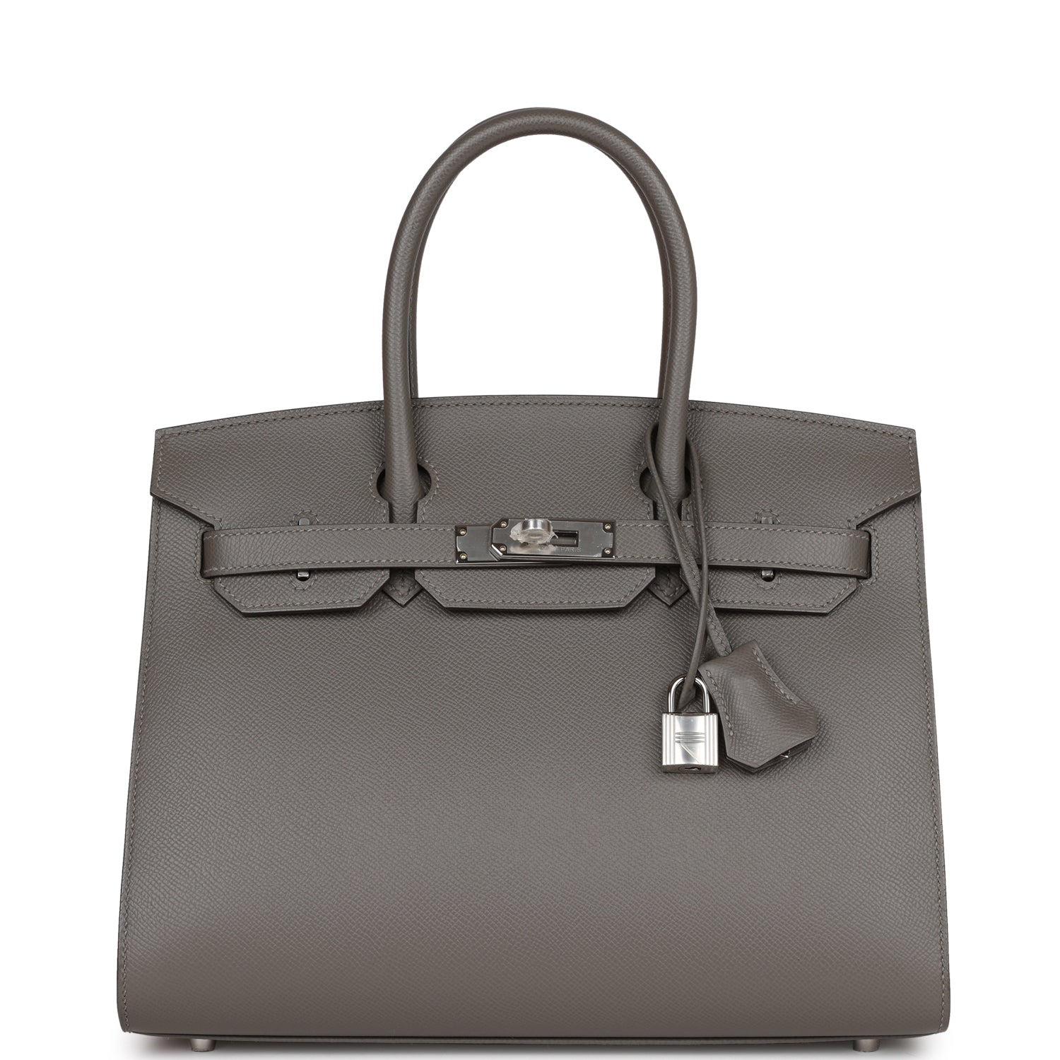 Hermes Birkin Sellier Gris Meyer Epsom Palladium Hardware Handbag Travel Bag
