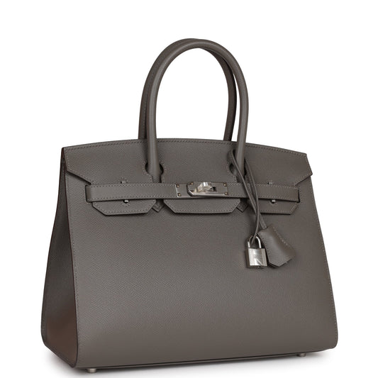 Hermes Birkin Sellier Gris Meyer Epsom Palladium Hardware Handbag Travel Bag