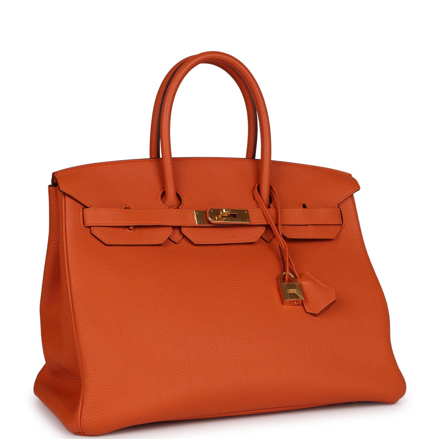 Hermes Birkin Clemence Hardware Handbag Gold Orange Travel Bag 2