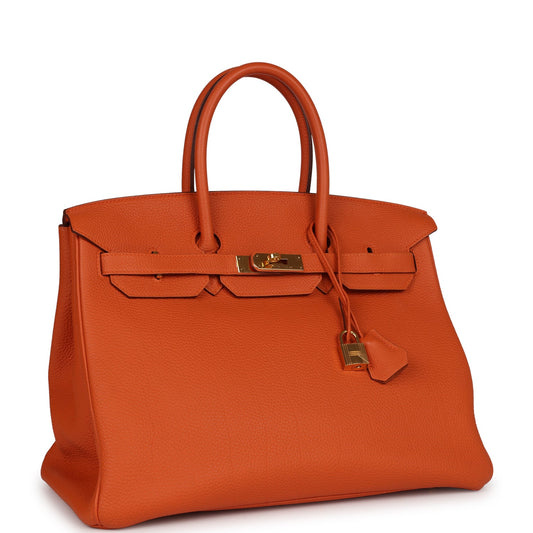 Hermes Birkin Clemence Hardware Handbag Gold Orange Travel Bag 2