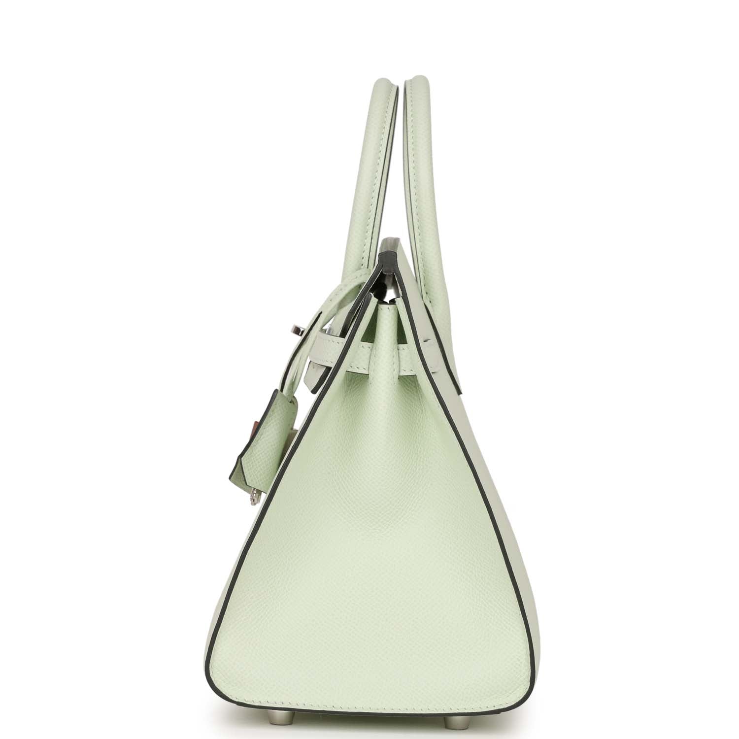 Hermes Birkin Sellier Vert Fizz Epsom Palladium Hardware Handbag Travel Bag Epsom Palladium Hardware