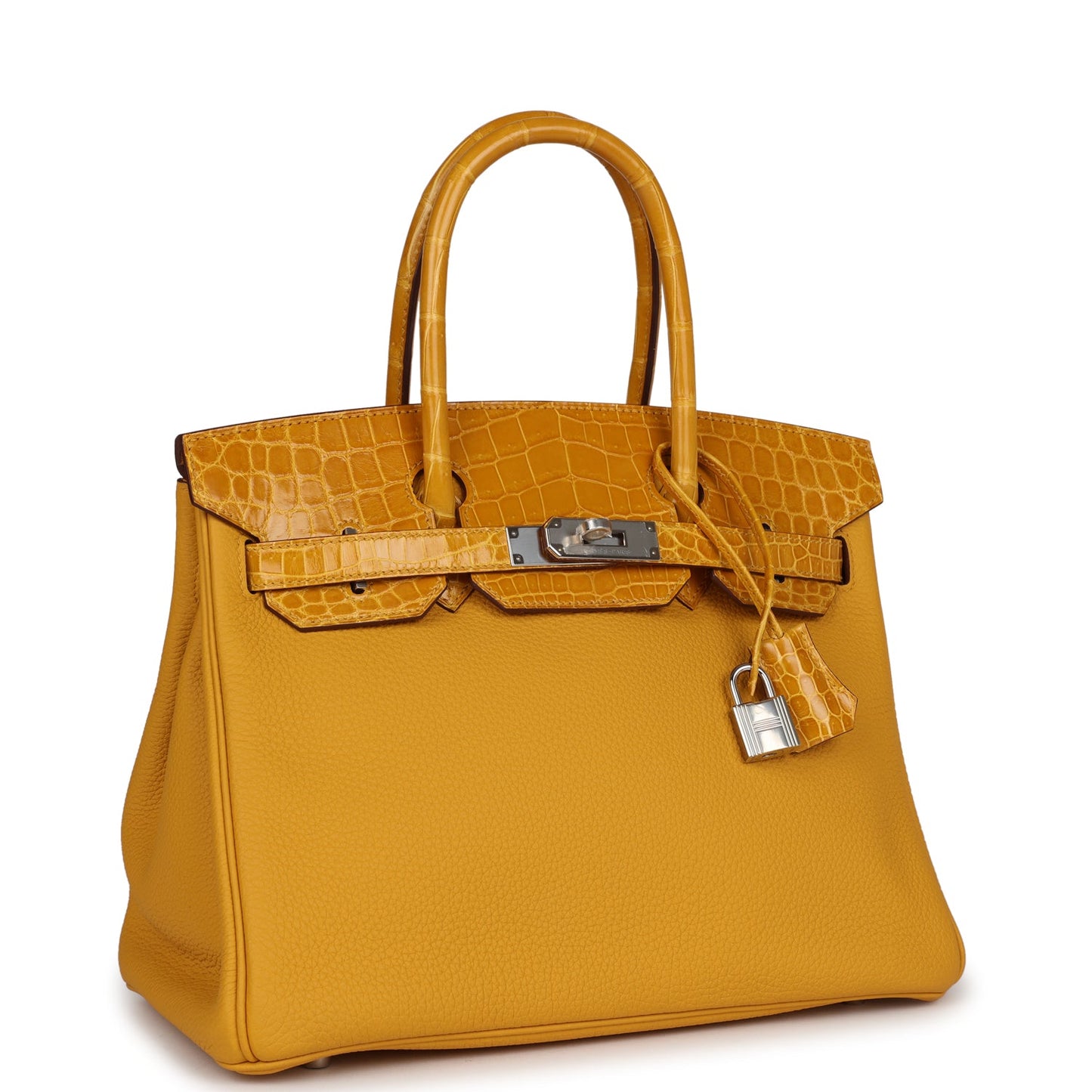 Hermes Birkin Jaune Ambre Shiny Niloticus Crocodile And Togo Travel Bag