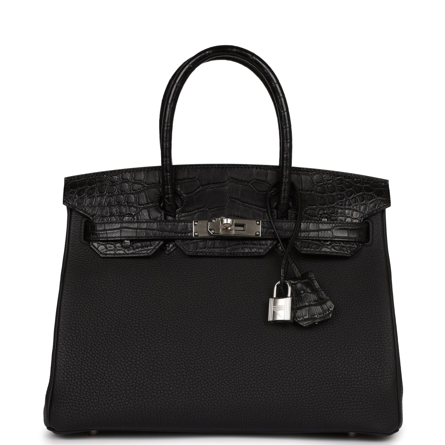 Hermes Birkin Matte Alligator And Togo Touch Palladium Black Travel Bag