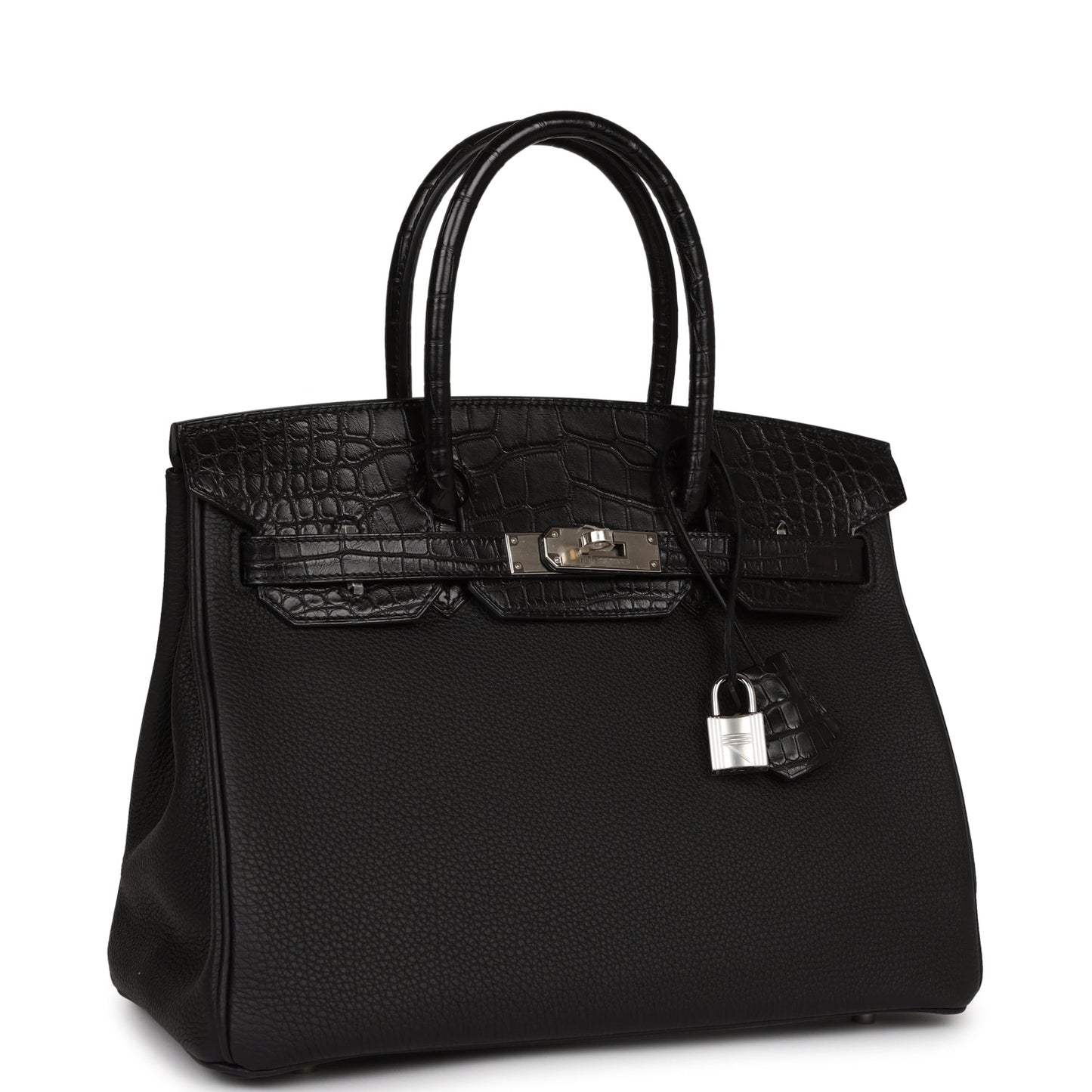 Hermes Birkin Matte Alligator And Togo Touch Palladium Black Travel Bag