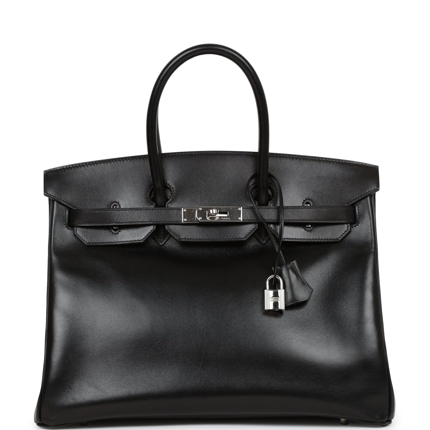 Hermes Birkin Box Calf Palladium Hardware Handbag Black Travel Bag