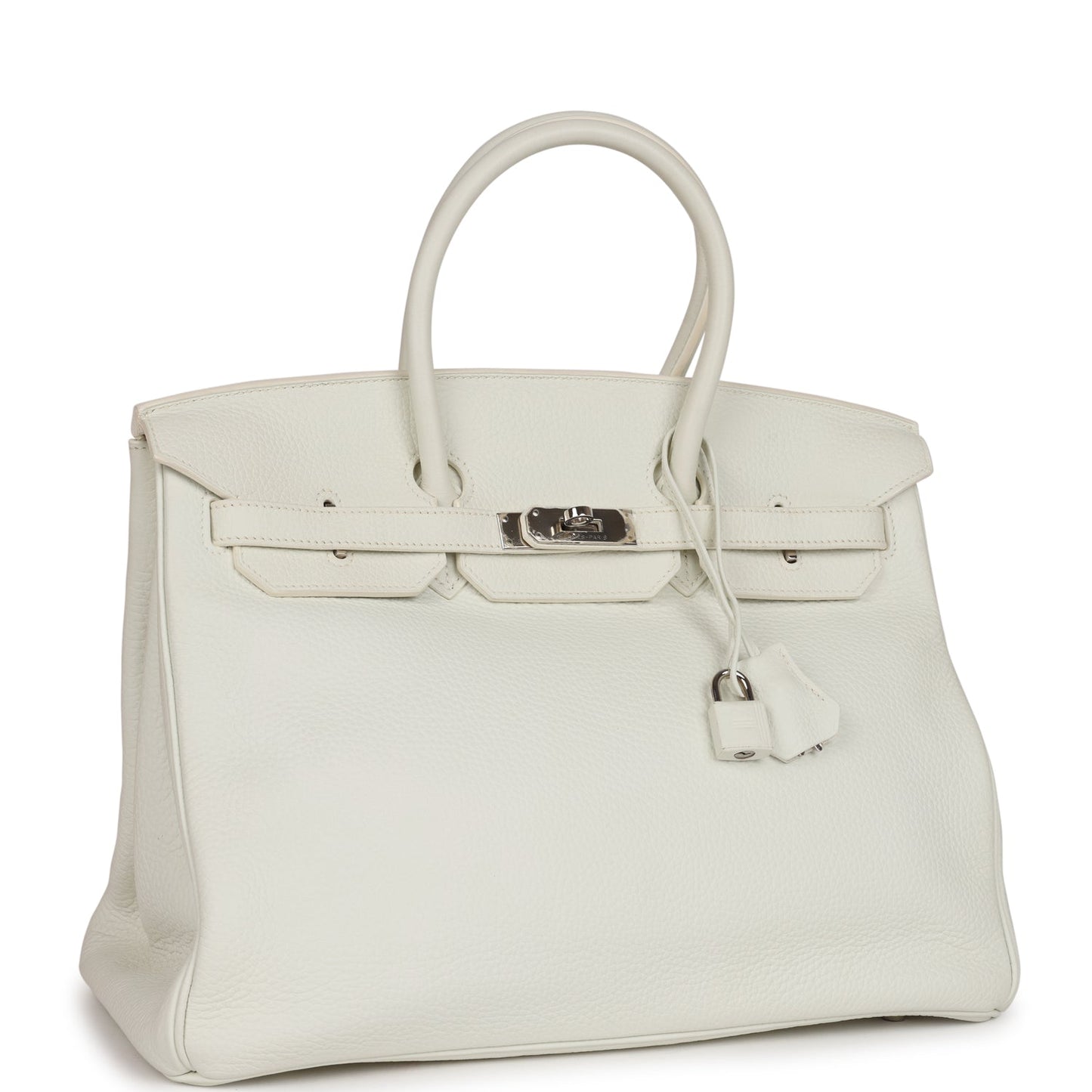 Hermes Top Quality Luxury Birkin Togo Palladium Hardware White Travel Bag