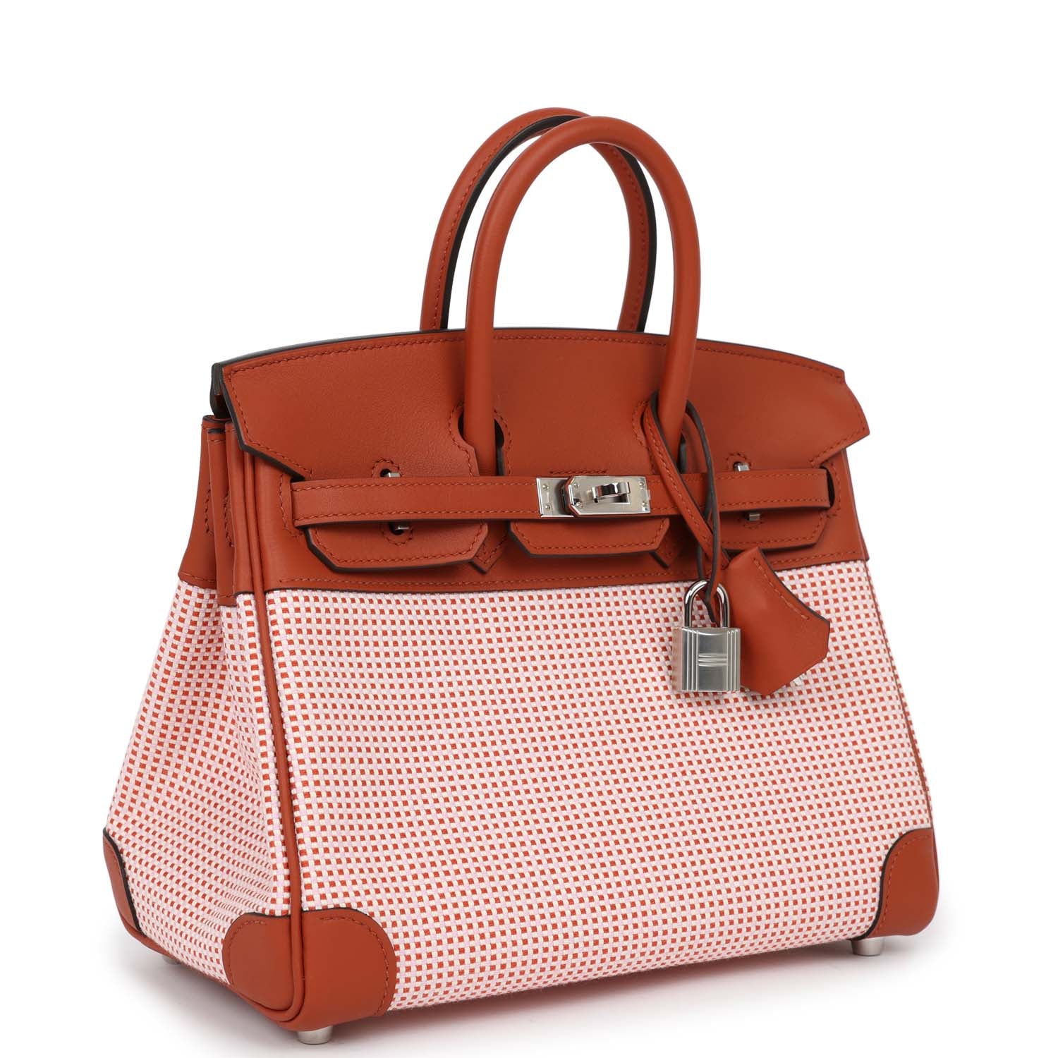 Hermes Quadrille Birkin Sanguine Swift And Toile Palladium Hardware Travel Bag