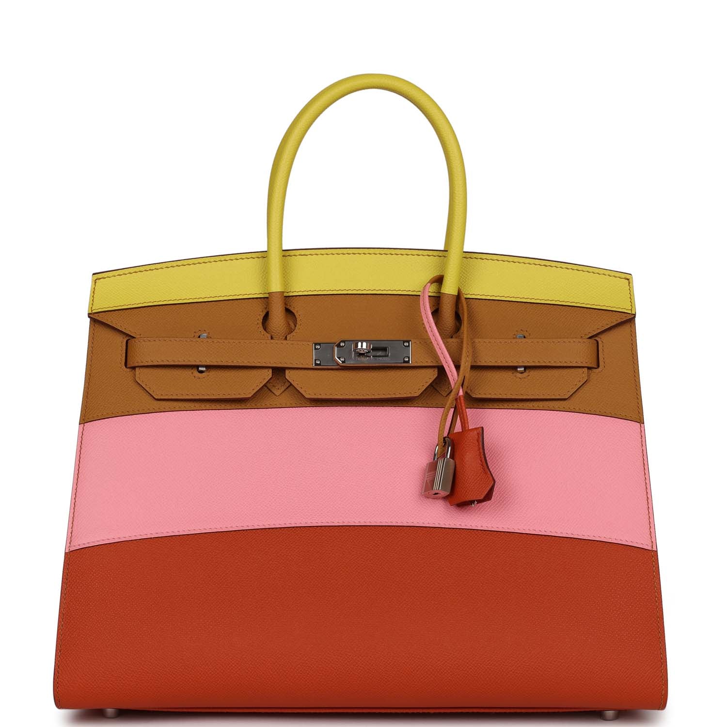 Hermes Birkin Sellier Rainbow Epsom Palladium Hardware Handbag Travel Bag