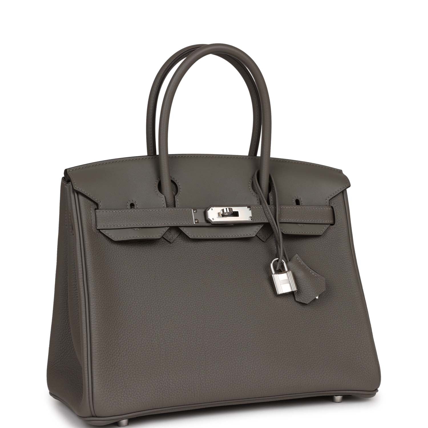 Hermes En Birkin Gris Meyer Togo And Swift Palladium Travel Bag