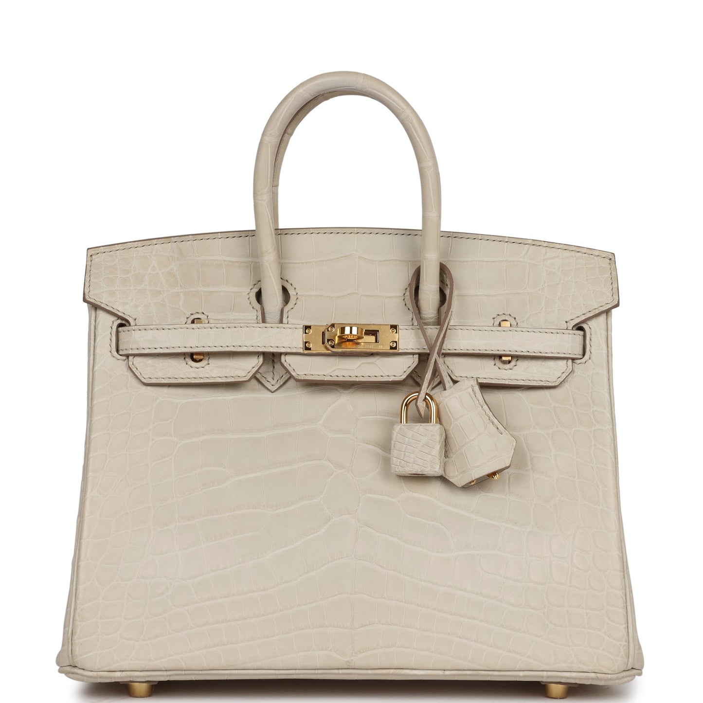 Hermes Birkin Beton Matte Alligator Hardware Handbag Gold Travel Bag