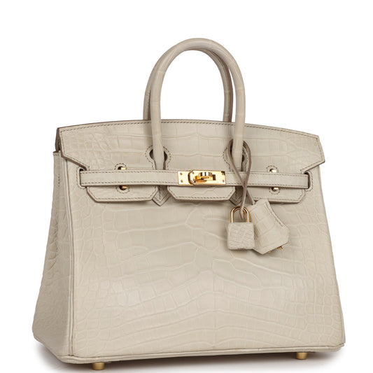 Hermes Birkin Beton Matte Alligator Hardware Handbag Gold Travel Bag