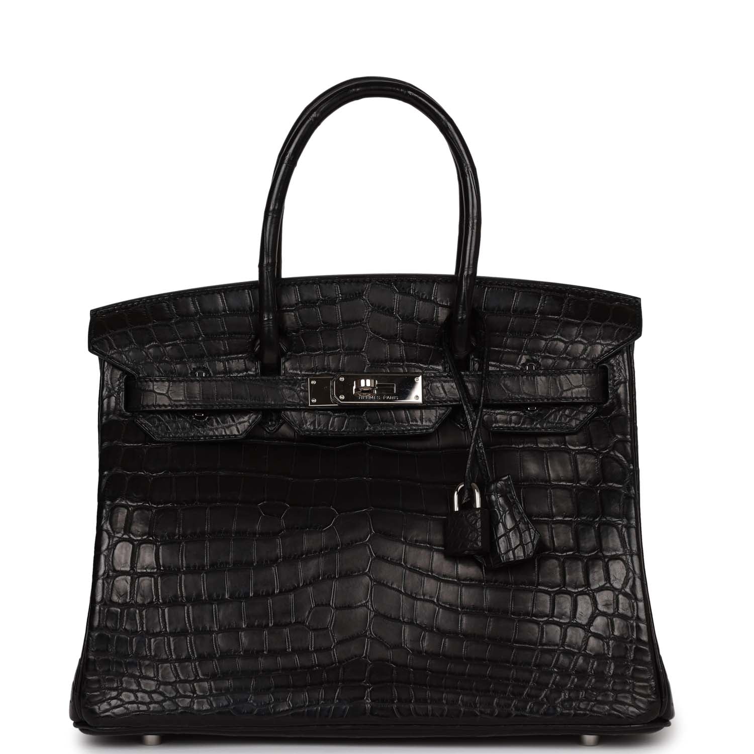 Hermes Birkin Matte Niloticus Crocodile Palladium Hardware Handbag Black Travel Bag