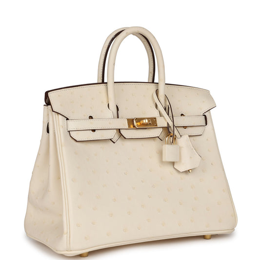 Hermes Birkin Nata Ostrich Hardware Handbag Gold Travel Bag