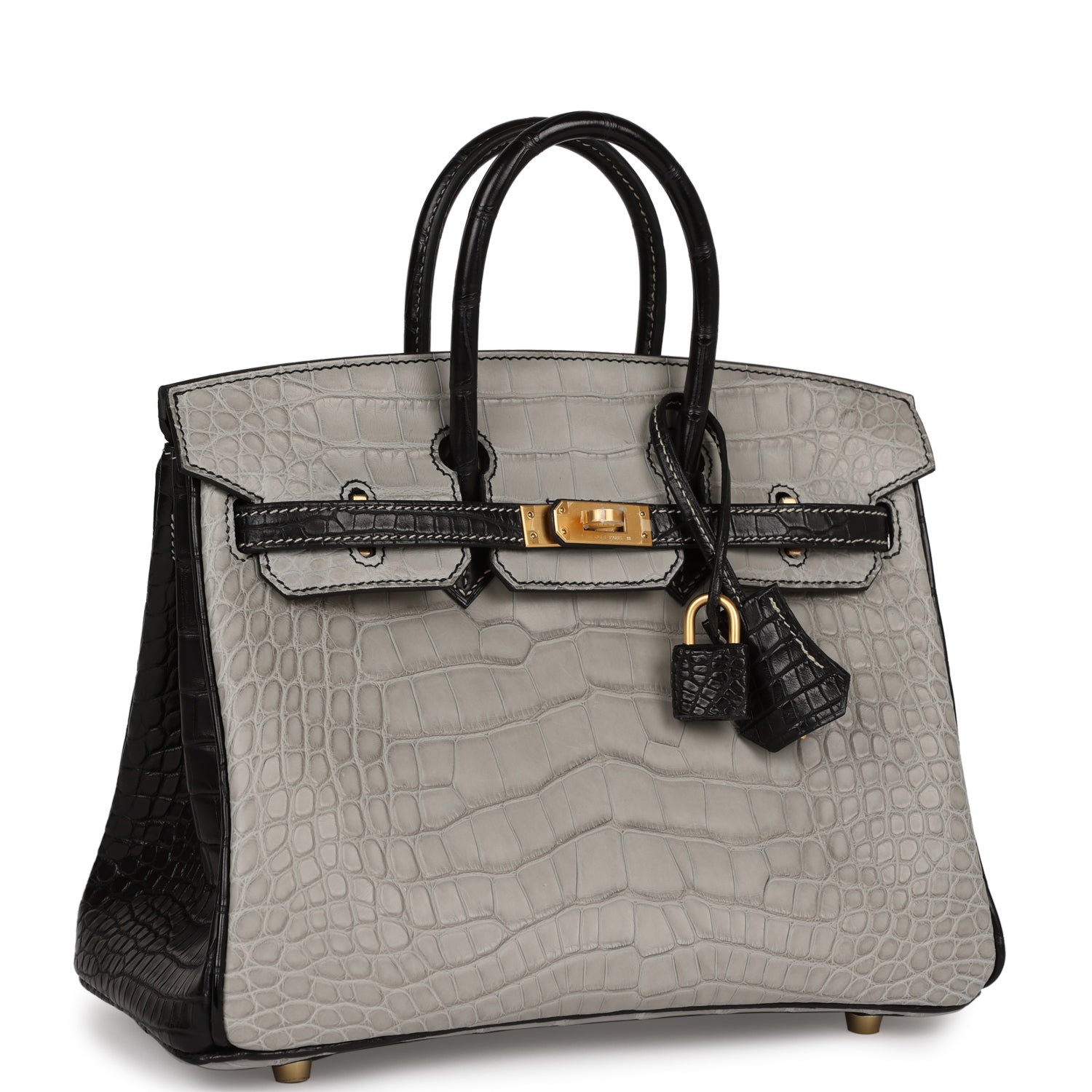 Hermes Special Order Hss Birkin Gris Perle And Matte Black Gold Travel Bag