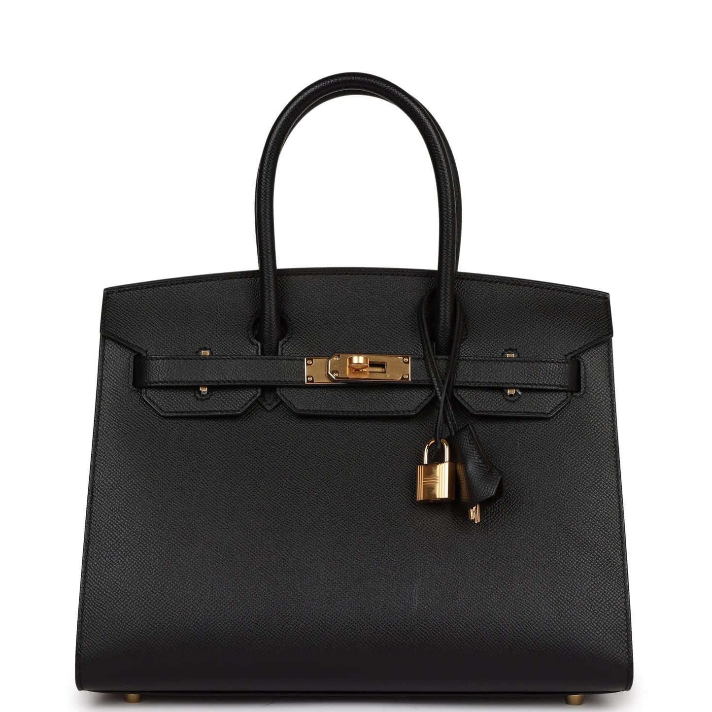 Hermes Birkin Sellier Epsom Hardware Handbag Black Gold Travel Bag