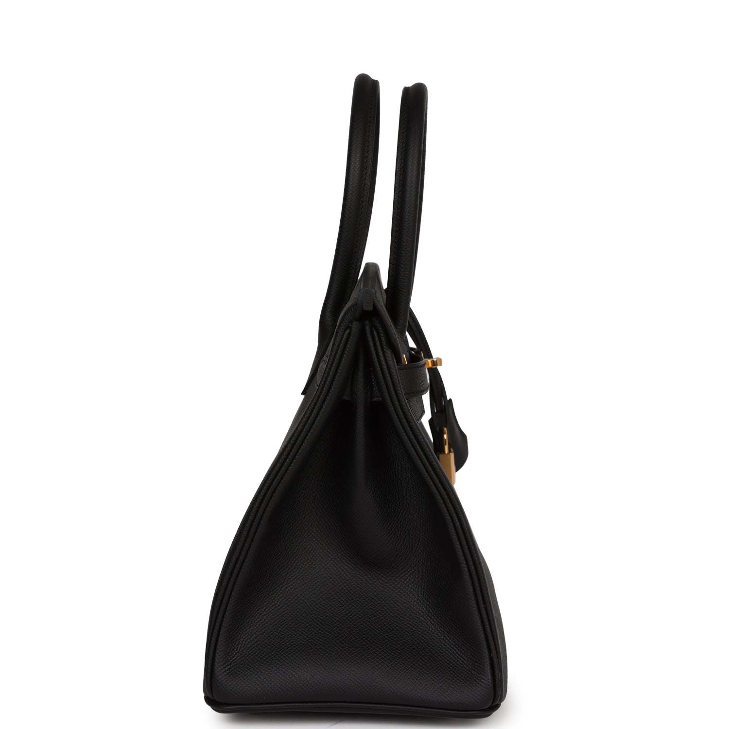 Hermes Birkin Epsom Hardware Handbag Black Gold Travel Bag