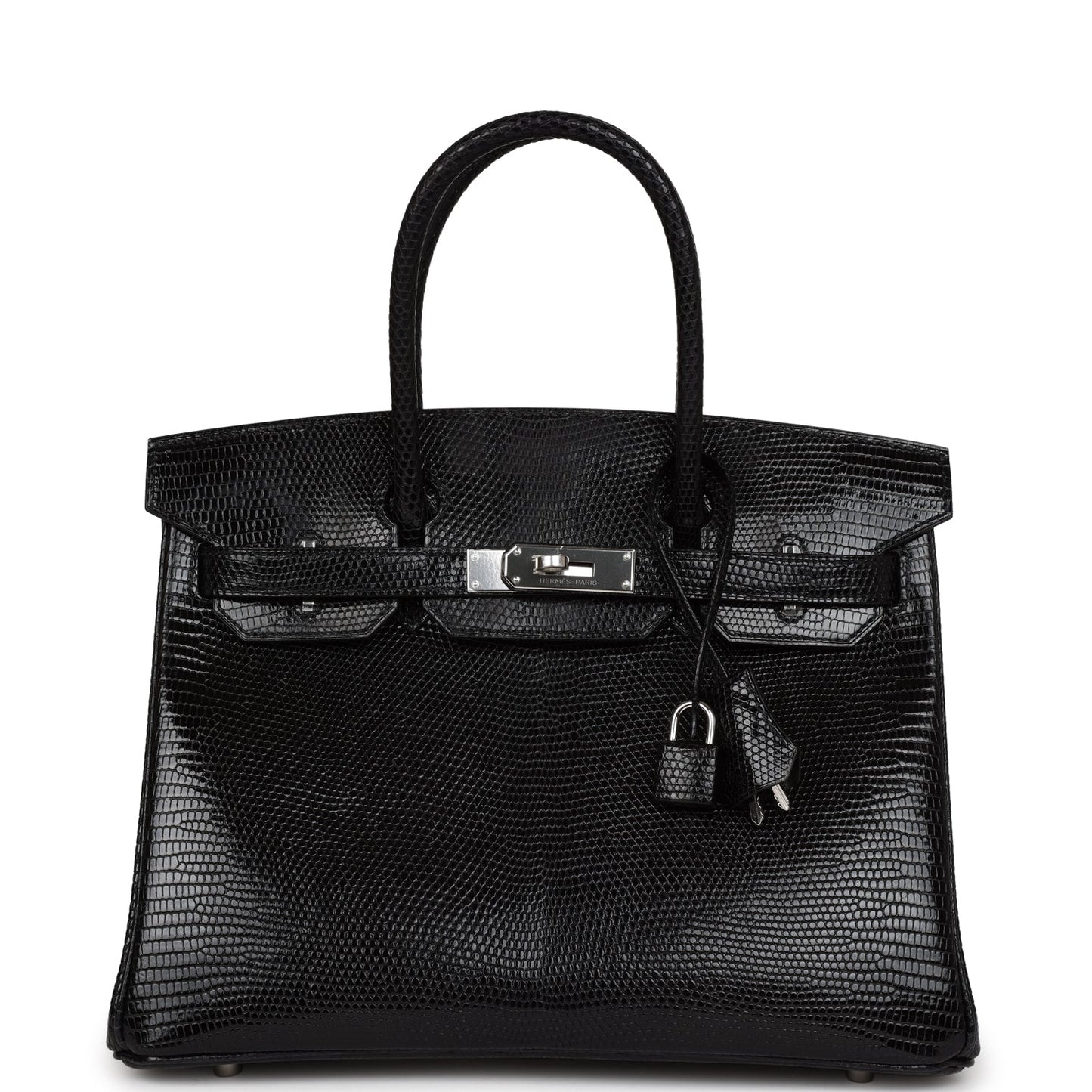 Hermes Birkin Niloticus Lizard Palladium Hardware Handbag Black Travel Bag
