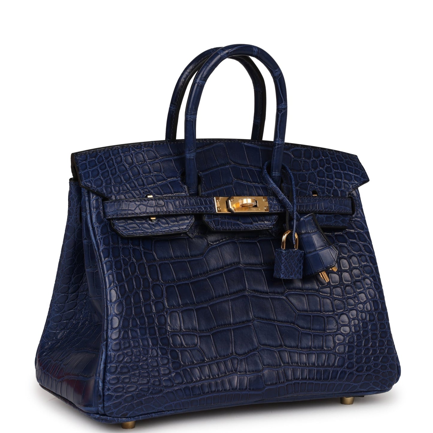 Hermes Birkin Bleu Saphir Matte Alligator Hardware Handbag Gold Travel Bag