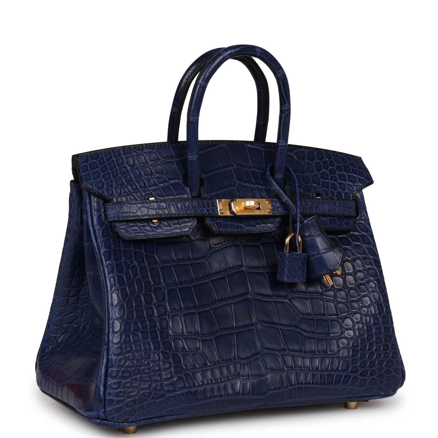Hermes Birkin Bleu Saphir Matte Alligator Hardware Handbag Gold Travel Bag