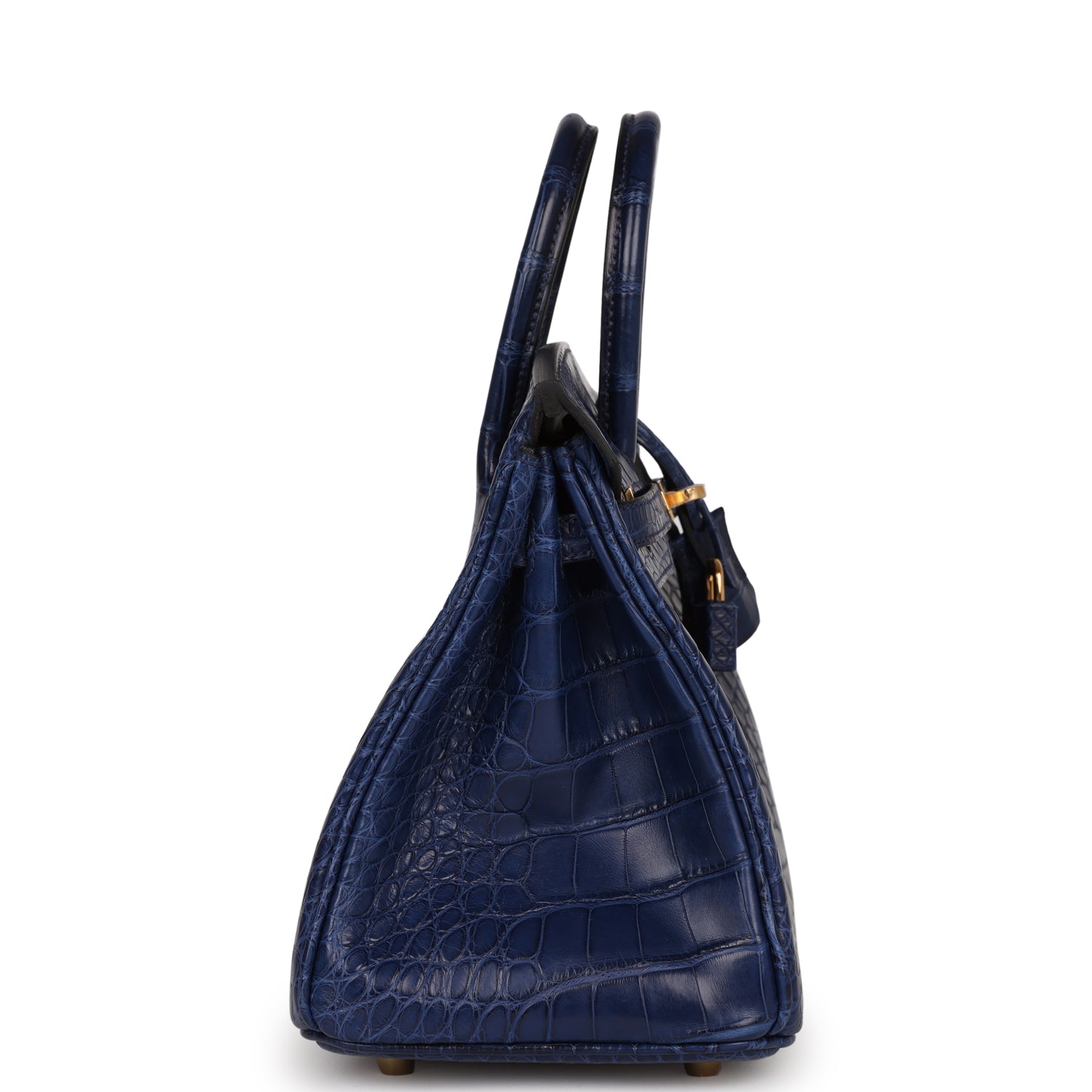 Hermes Birkin Bleu Saphir Matte Alligator Hardware Handbag Gold Travel Bag