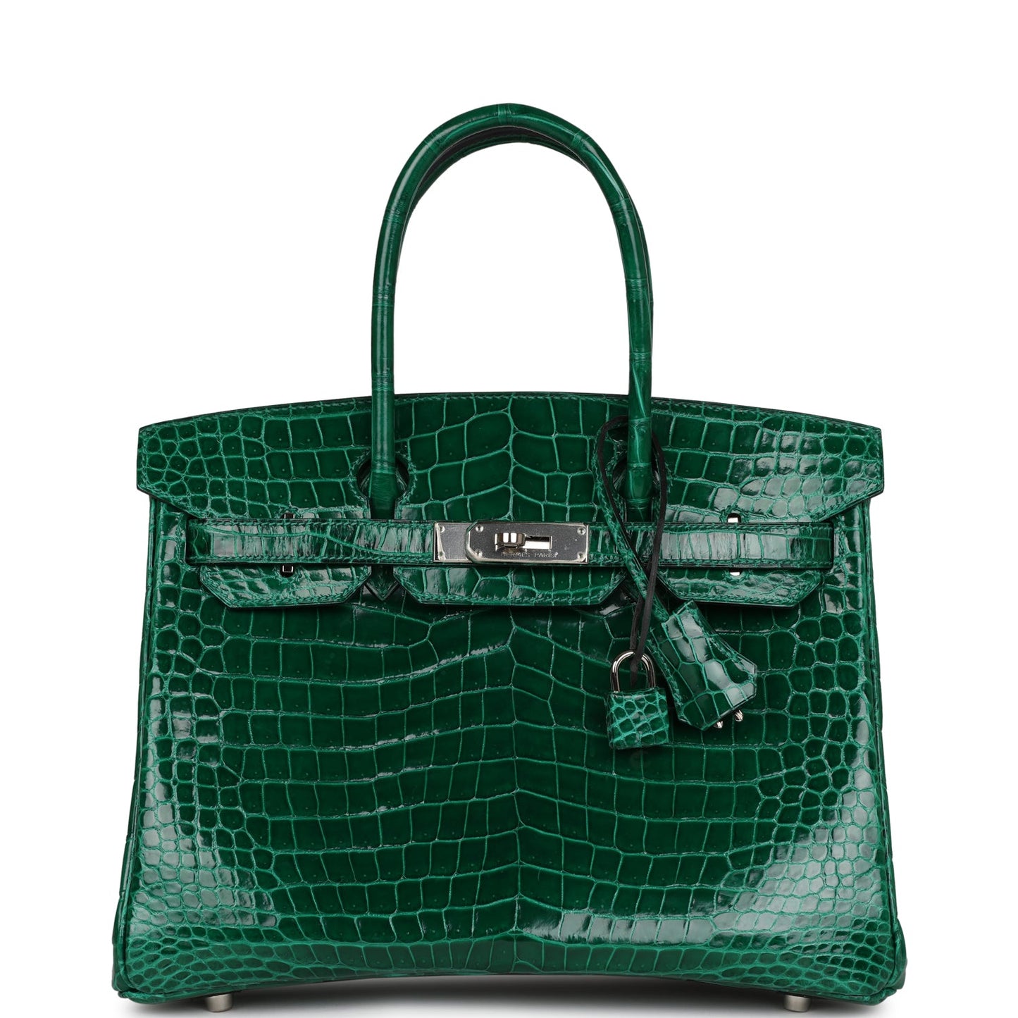Hermes Birkin Emerald Shiny Niloticus Crocodile Palladium Hardware Handbag Travel Bag