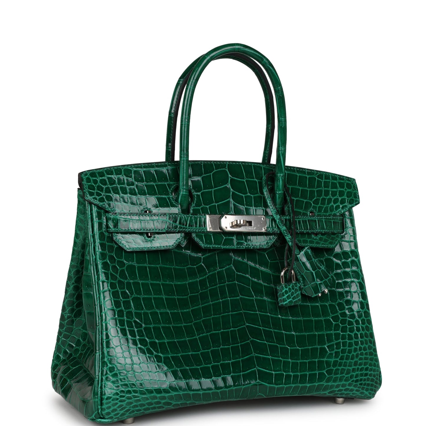 Hermes Birkin Emerald Shiny Niloticus Crocodile Palladium Hardware Handbag Travel Bag