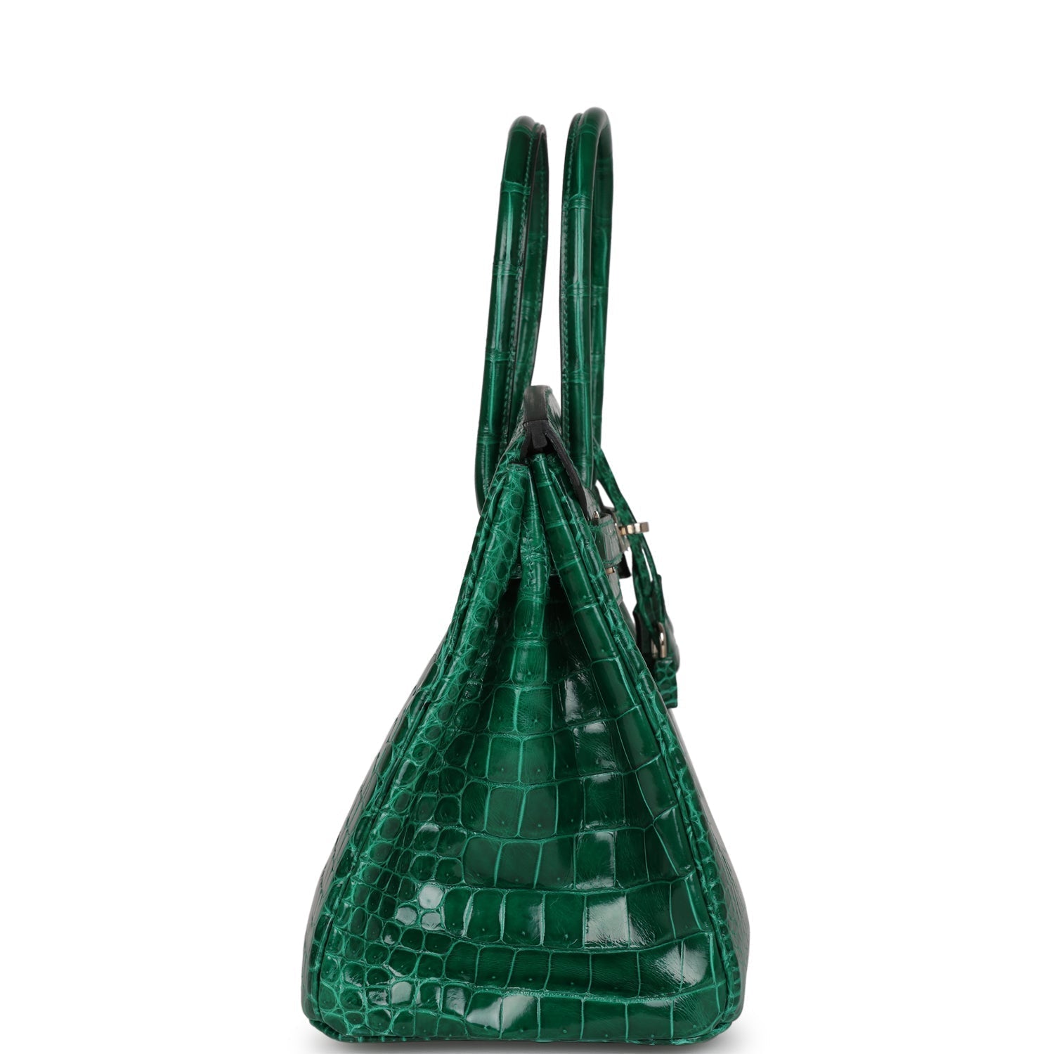 Hermes Birkin Emerald Shiny Niloticus Crocodile Palladium Hardware Handbag Travel Bag
