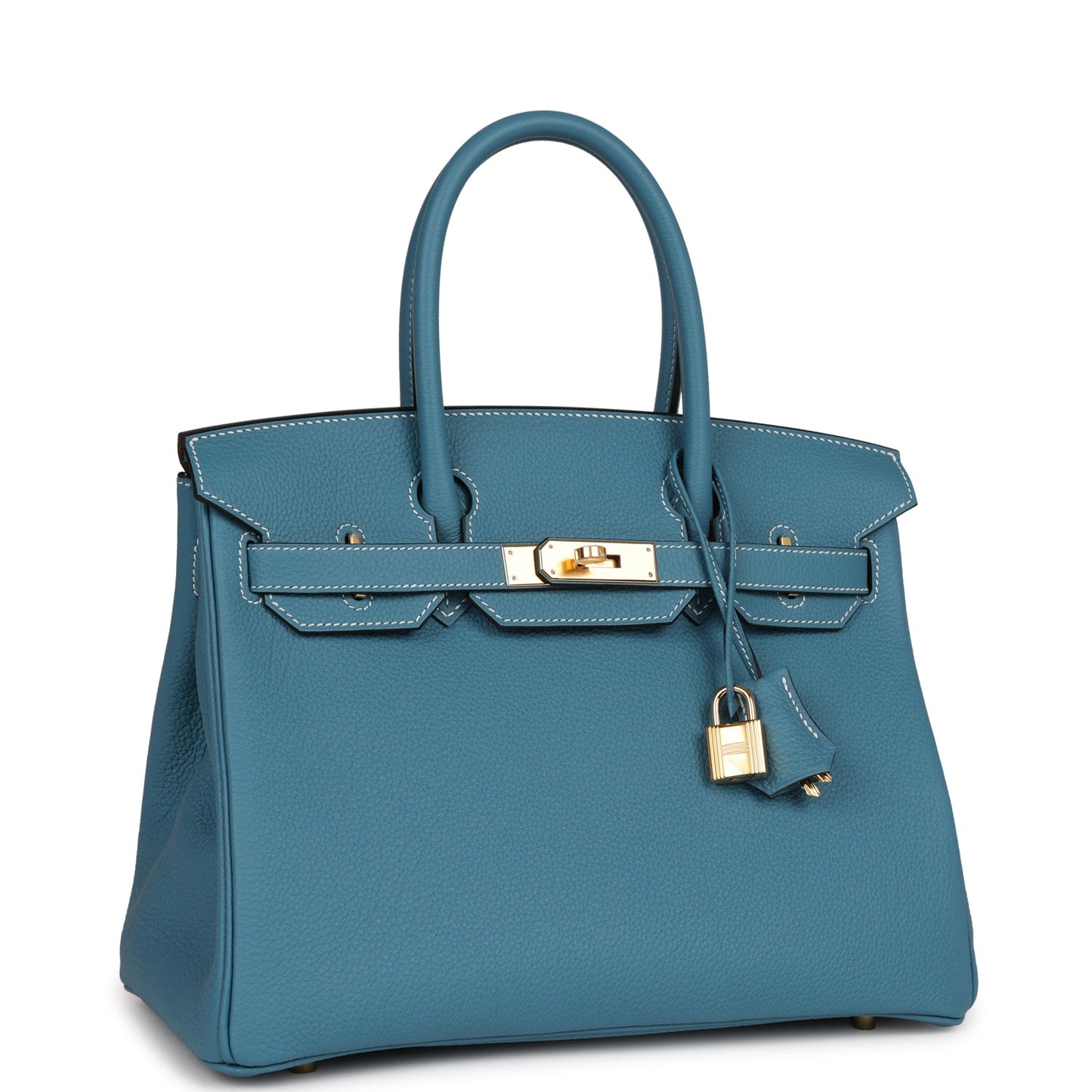 Hermes Birkin Jean Togo Hardware Handbag Blue Gold Travel Bag