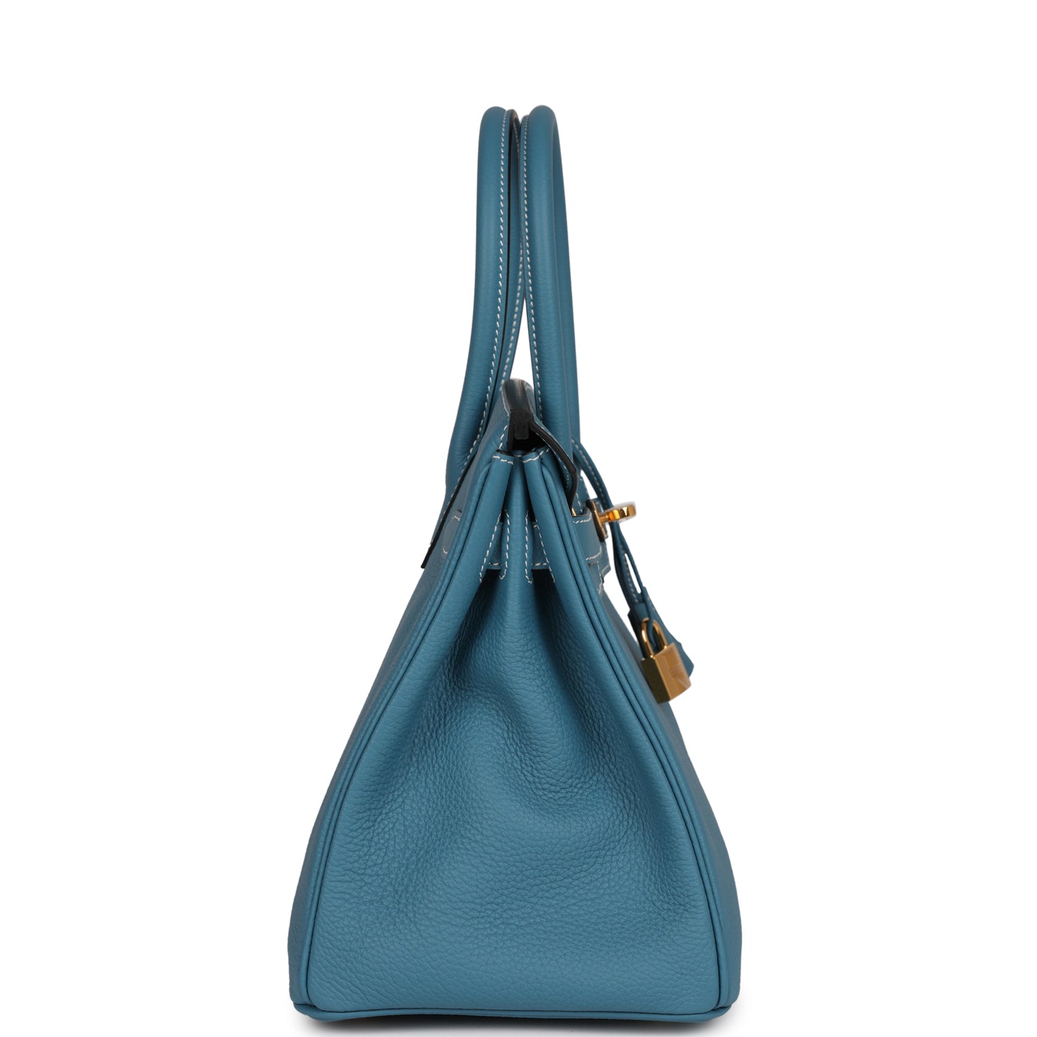 Hermes Birkin Jean Togo Hardware Handbag Blue Gold Travel Bag
