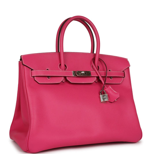 Hermes Birkin Rose Tyrien Candy Epsom Palladium Hardware Handbag Travel Bag