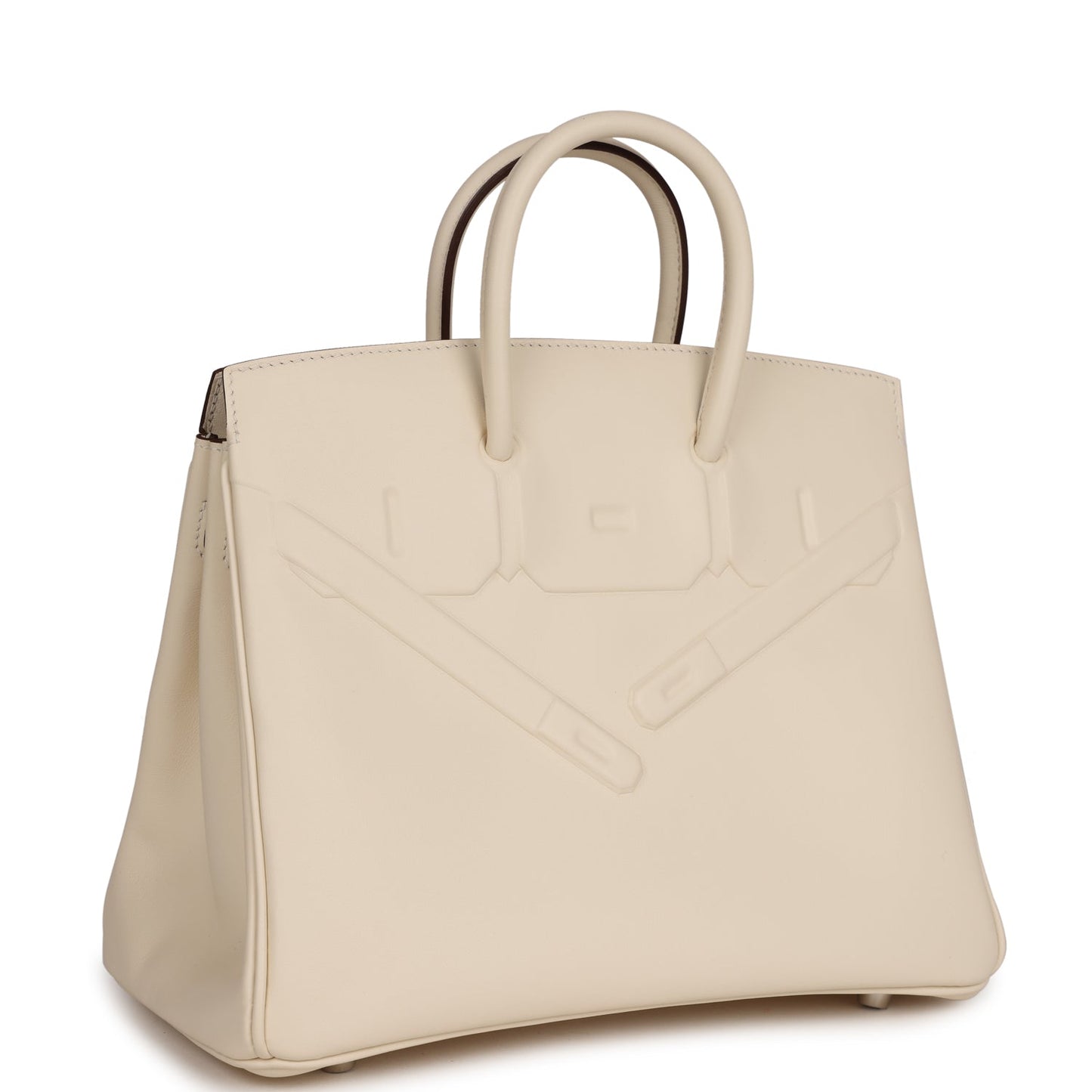 Hermes Luxury Birkin Shadow Nata Swift Palladium Hardware Travel Bag