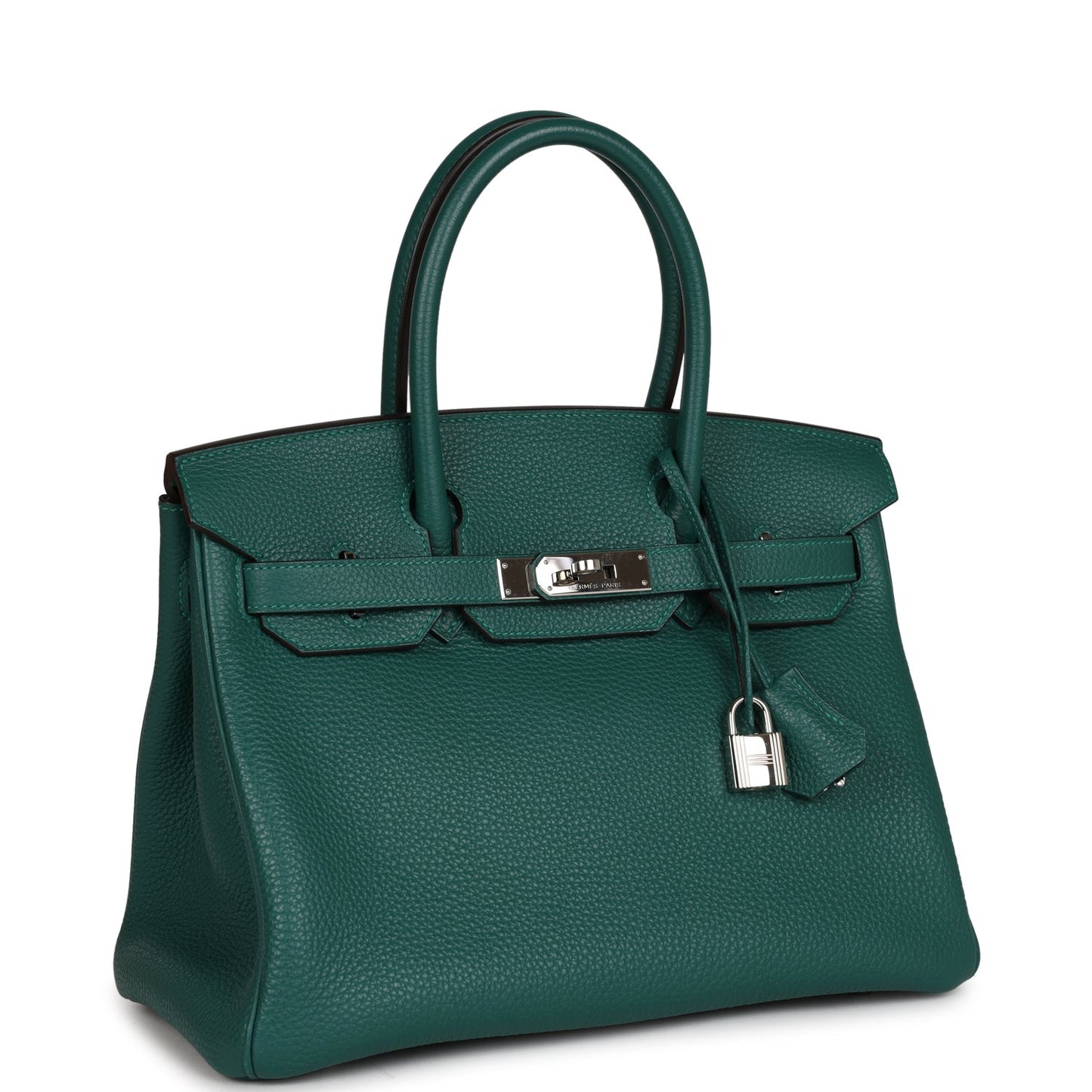 Hermes Top Quality Luxury Birkin Malachite Togo Palladium Travel Bag