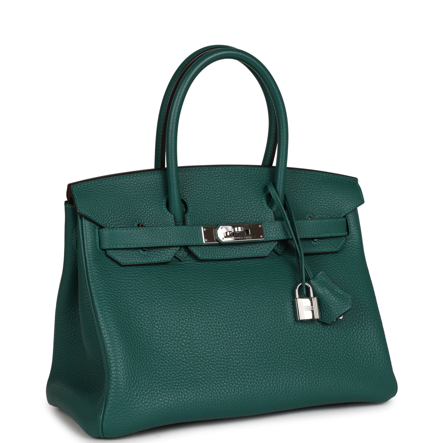 Hermes Top Quality Luxury Birkin Malachite Togo Palladium Travel Bag