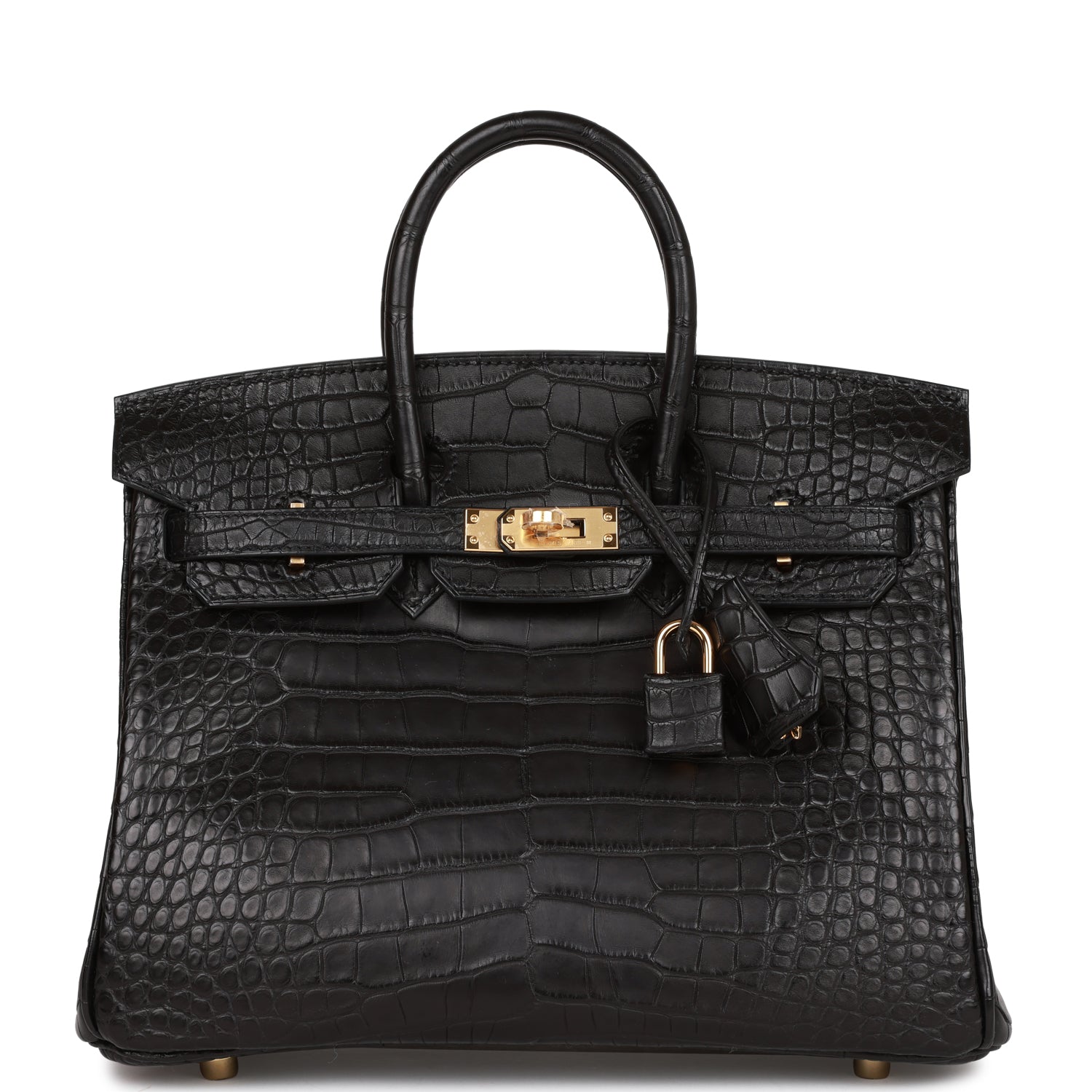 Hermes Birkin Matte Alligator Hardware Handbag Black Gold Travel Bag Hardware 1