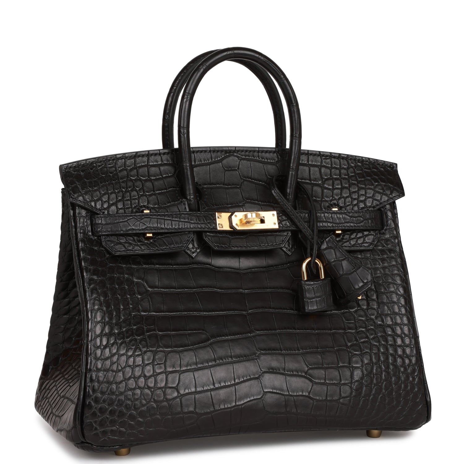 Hermes Birkin Matte Alligator Hardware Handbag Black Gold Travel Bag Hardware 1