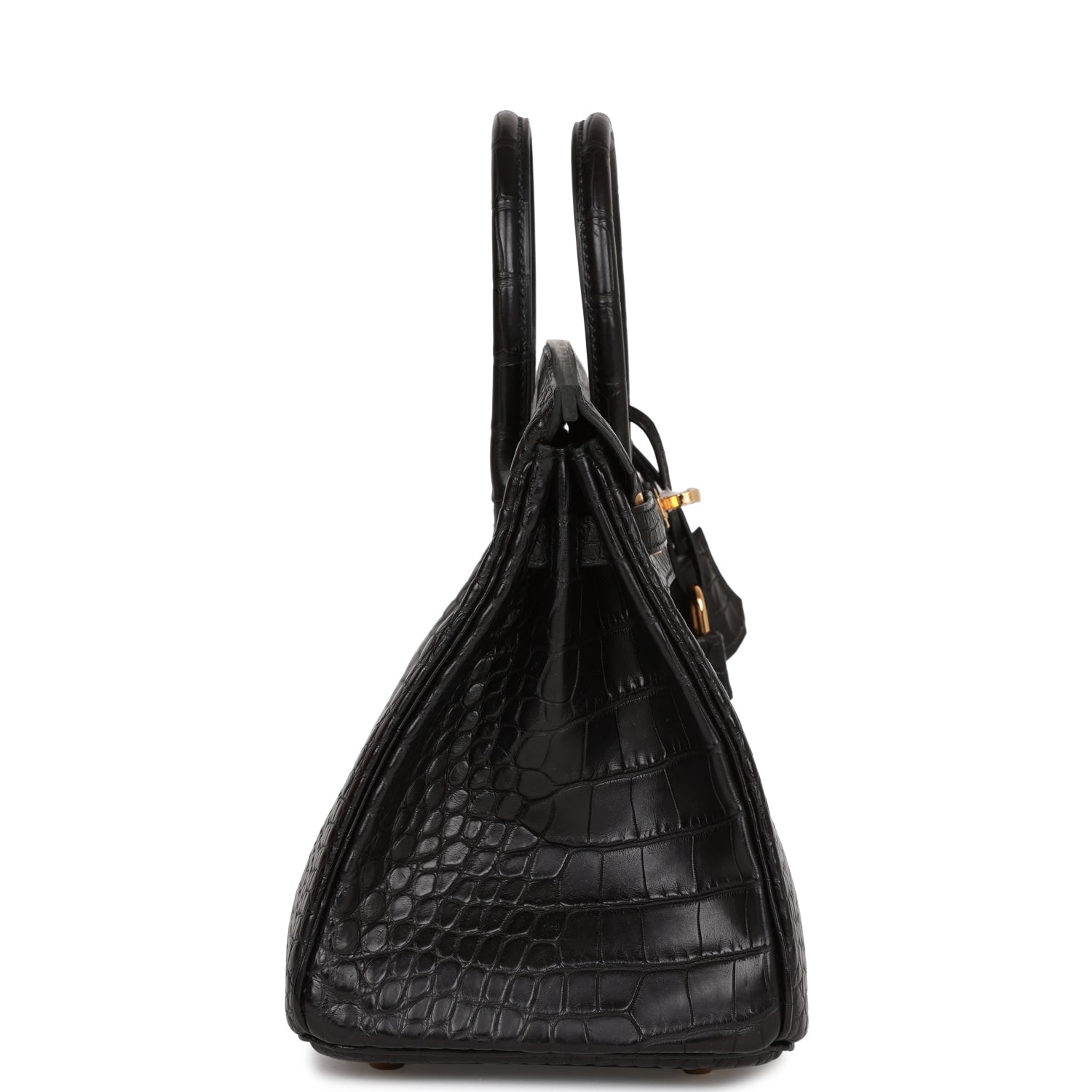 Hermes Birkin Matte Alligator Hardware Handbag Black Gold Travel Bag Hardware 1