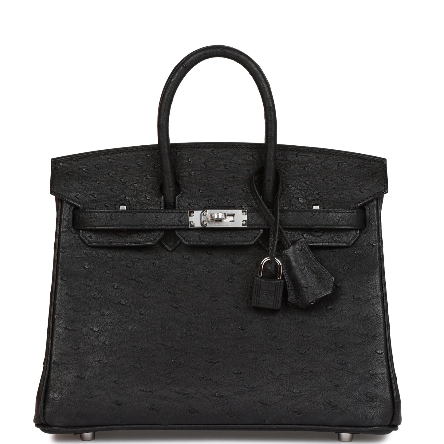 Hermes Birkin Ostrich Palladium Hardware Handbag Black Travel Bag