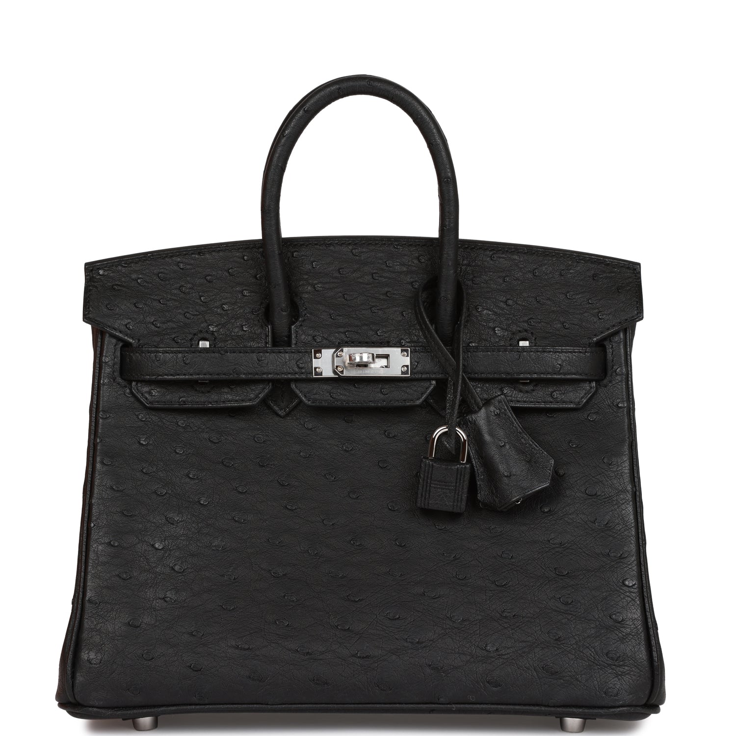 Hermes Birkin Ostrich Palladium Hardware Handbag Black Travel Bag