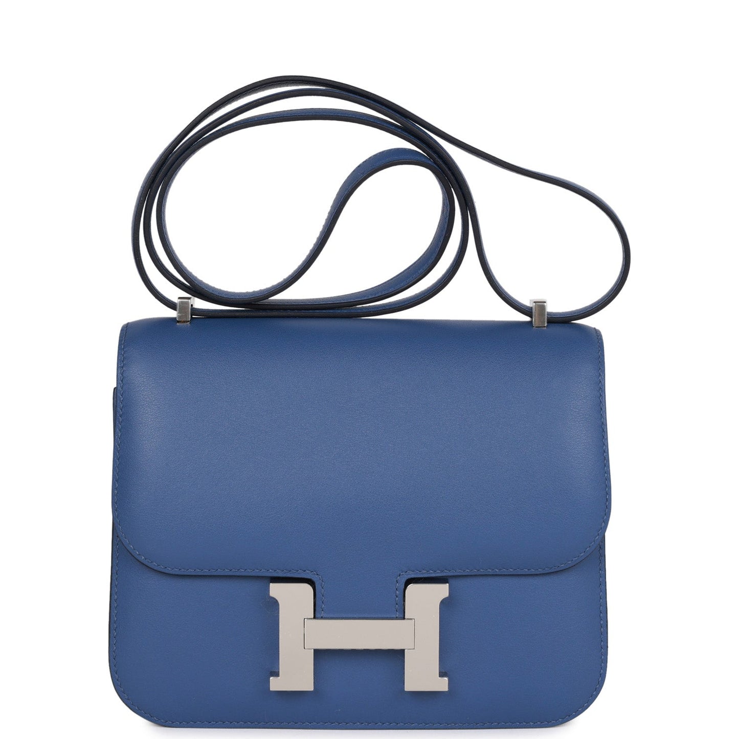 Hermes Constance Bleu Brighton Verso Evercolor Palladium Hardware Crossbody Crossbody Bag