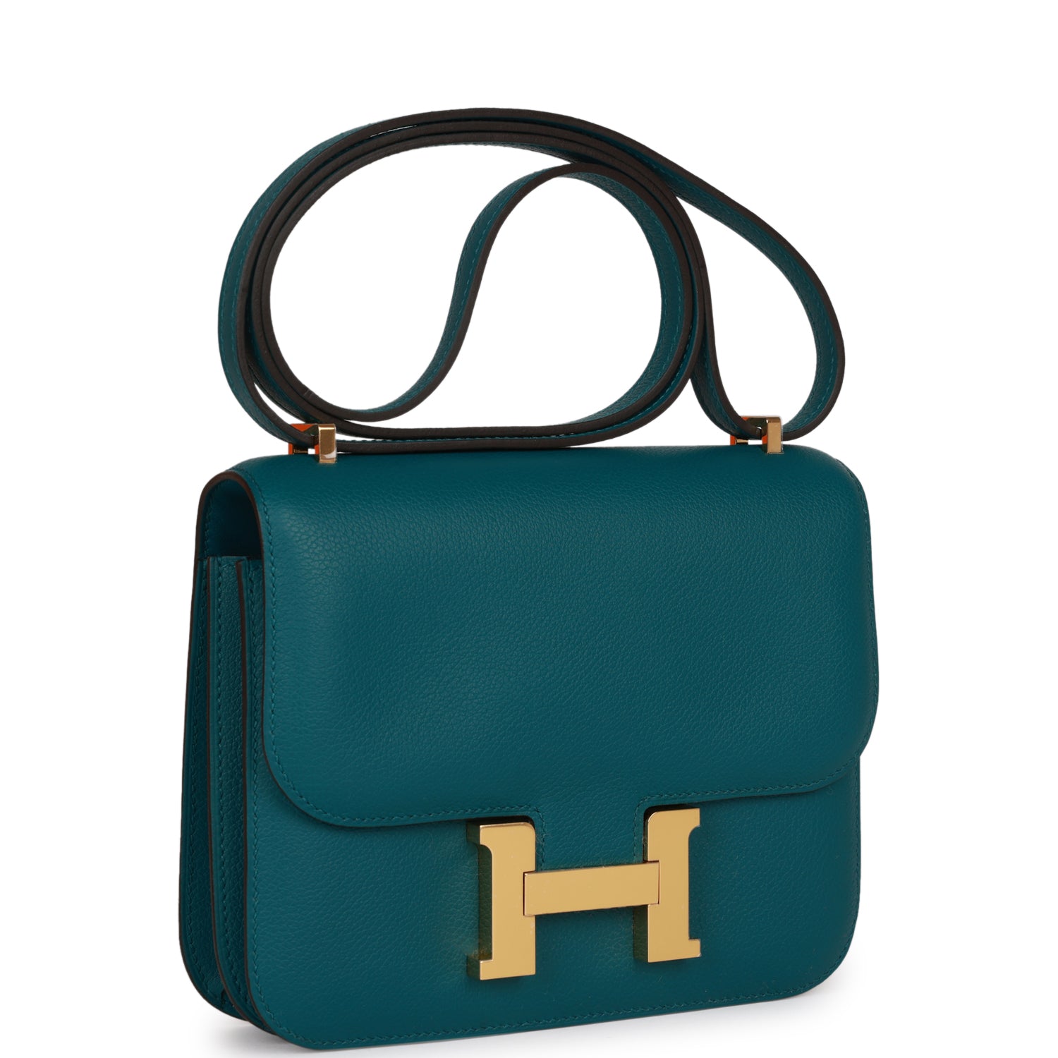 Hermes Constance Vert Bosphore Evercolor Hardware Crossbody Bag Gold