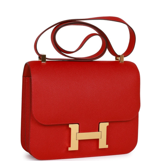 Hermes Constance Rouge Cas Ue Epsom Hardware Handbag Gold Travel Bag