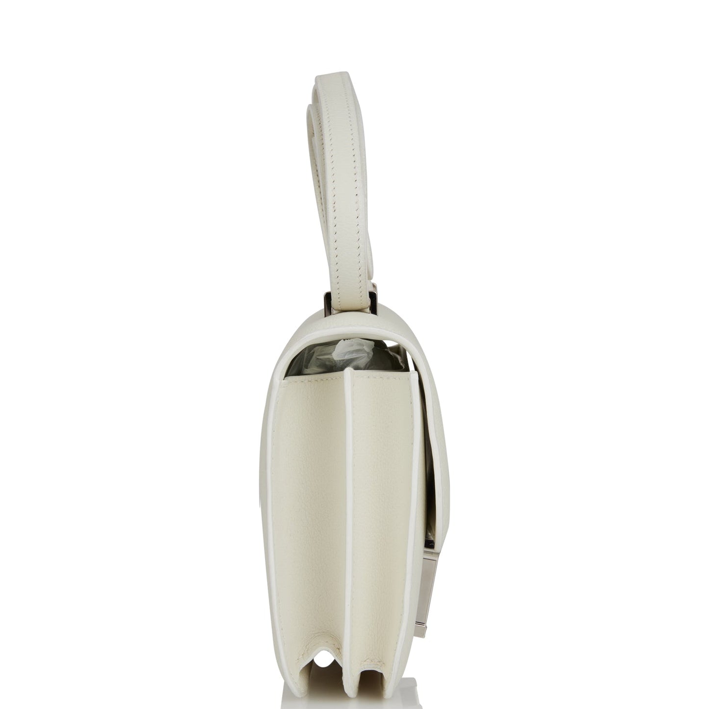 Hermes Constance Evercolor Palladium Hardware Handbag White Travel Bag