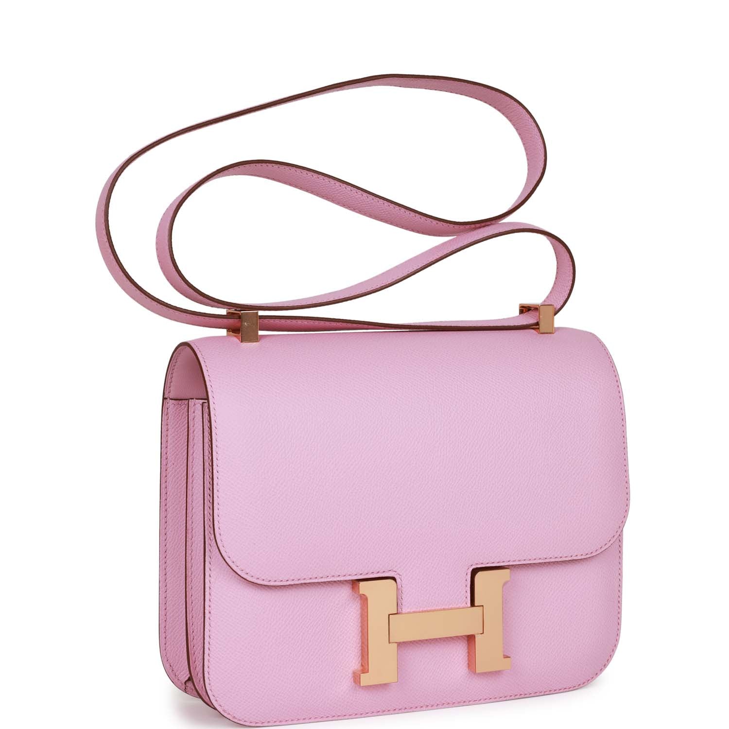 Hermes Constance Mauve Sylvestre Epsom Rose Hardware Handbag Gold Travel Bag