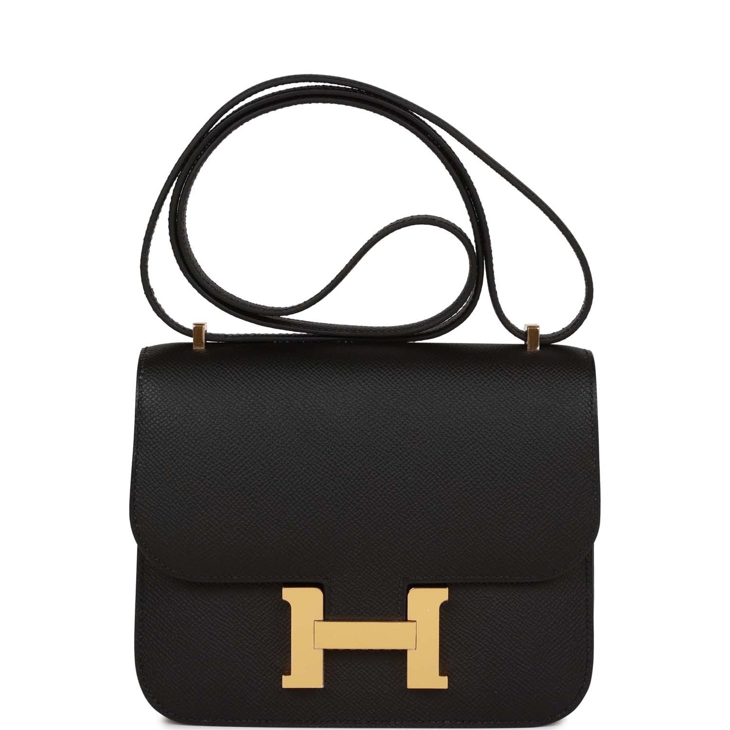 Hermes Constance Epsom Hardware Handbag Black Gold Travel Bag Gold Hardware